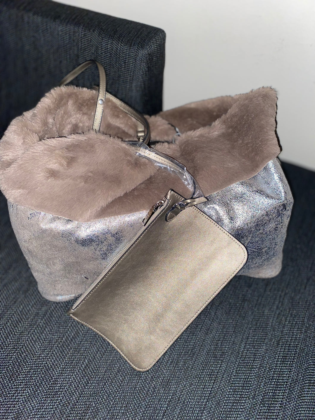 Metallic & Fur tote